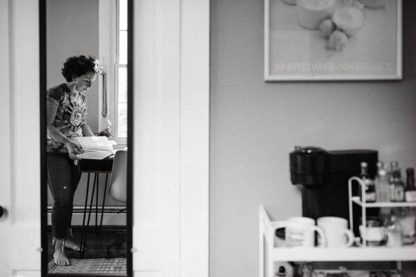 Black and white brand photography in a Newport, Rhode Island office