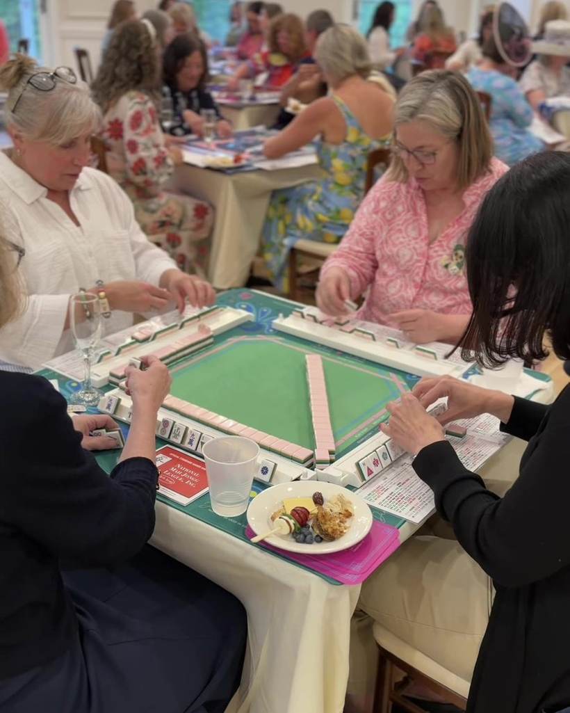 Guests playing mahjong at the Beatriz Williams author luncheon