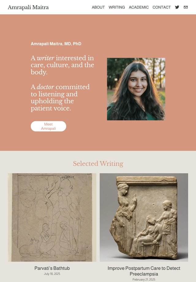 Amrapali Maitra website on tablet