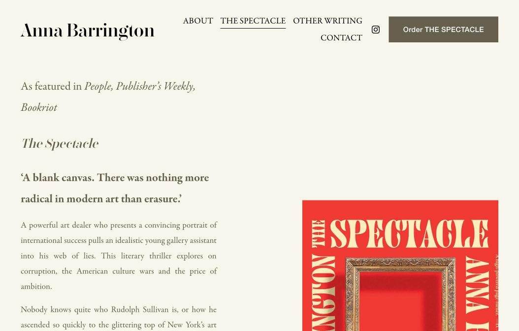 Anna Barrington website on desktop