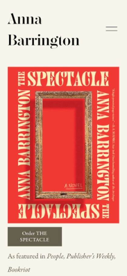 Anna Barrington website on mobile