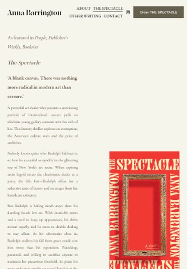 Anna Barrington website on tablet
