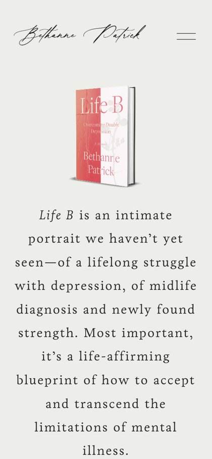 Bethanne Patrick website on mobile