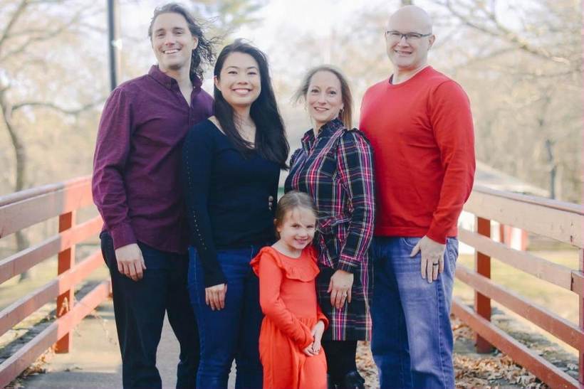 Family photography on a bridge in East Greenwich, Rhode Island