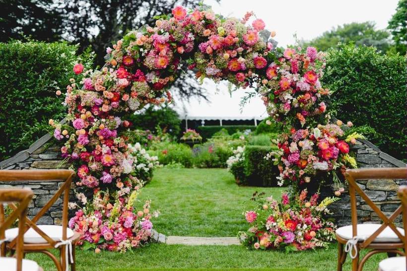 Flower arch at a wedding in Newport, Rhode Island