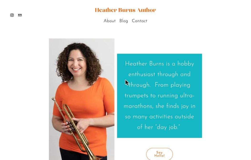 Heather Burns website on desktop, designed by Little Lion Creative