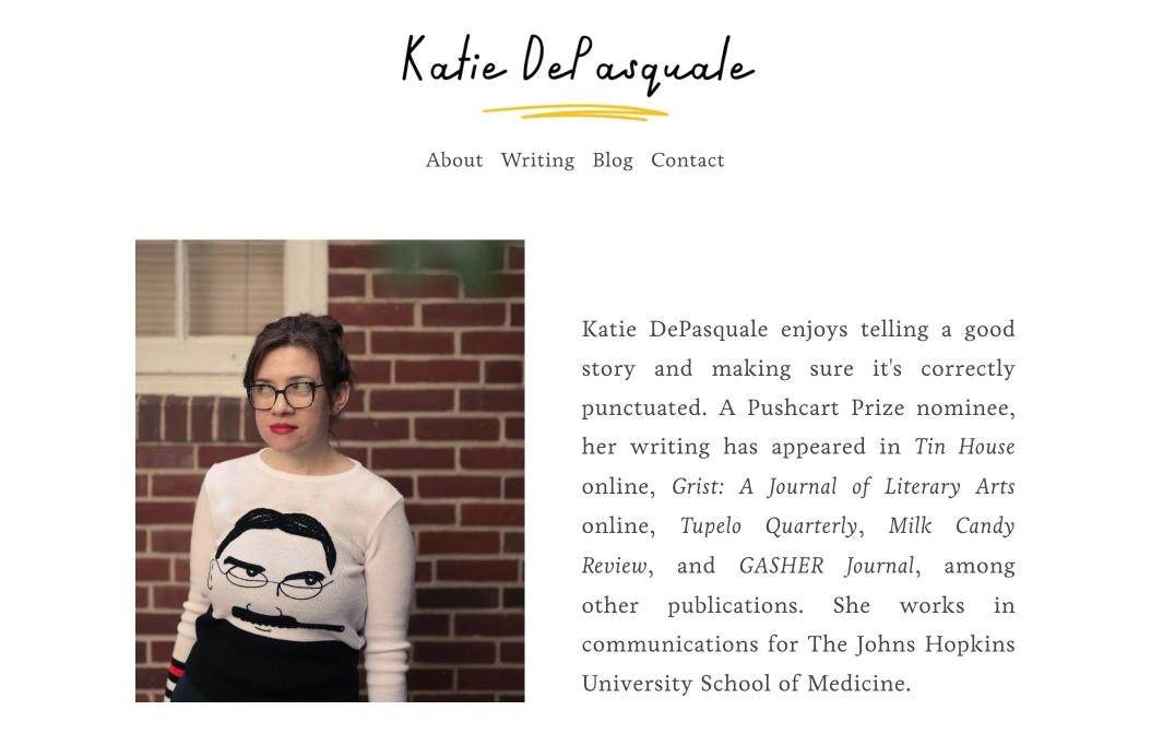 Katie DePasquale website on desktop, designed by Little Lion Creative