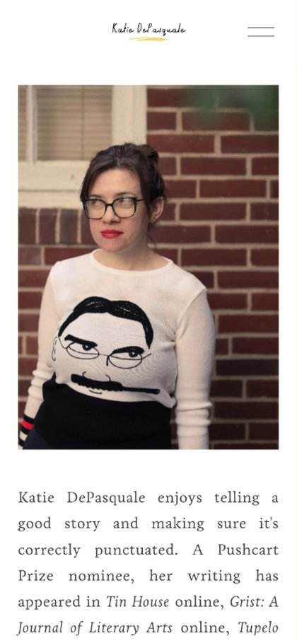 Katie DePasquale website on mobile