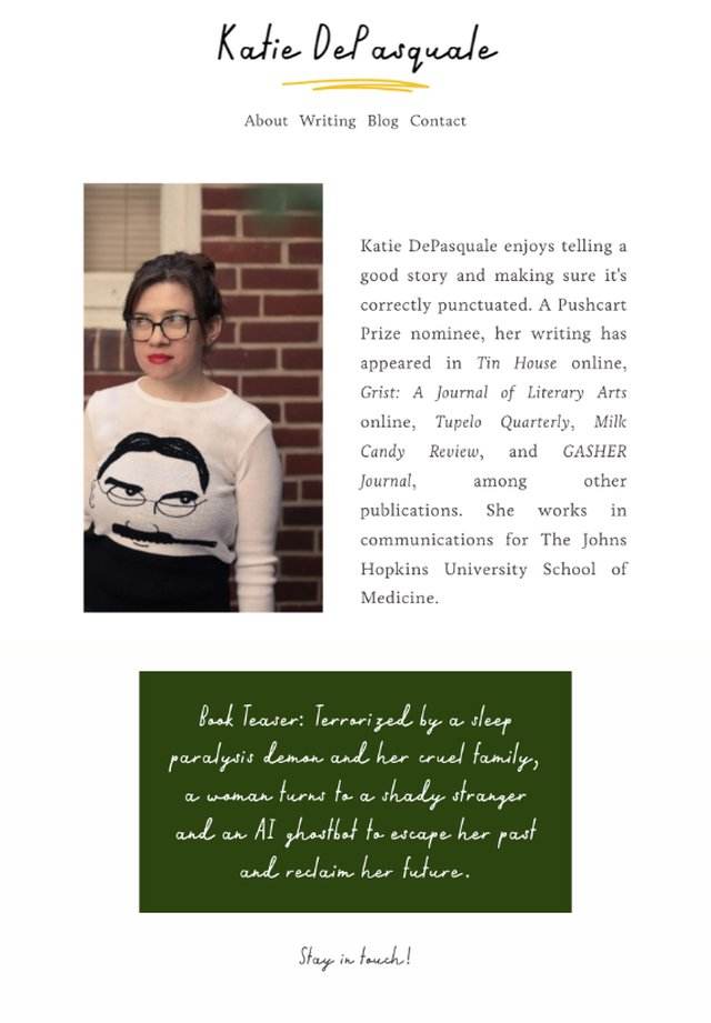 Katie DePasquale website on tablet