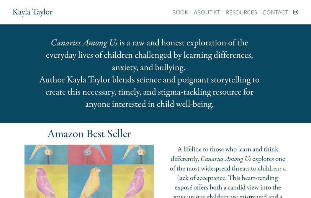 Kayla Taylor website on desktop, designed by Little Lion Creative