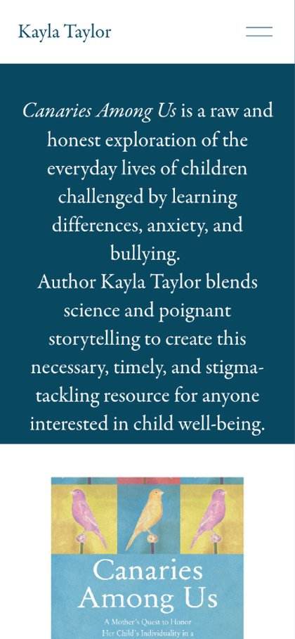 Kayla Taylor website on mobile