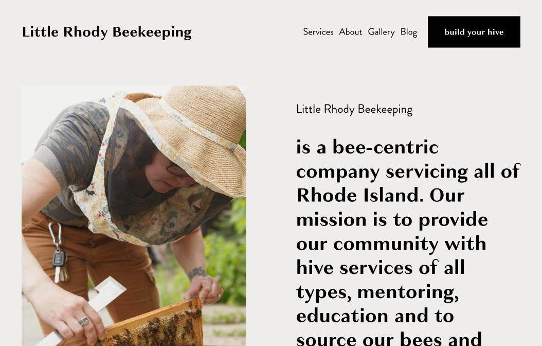 Little Rhody Beekeeping website on desktop, designed by Little Lion Creative