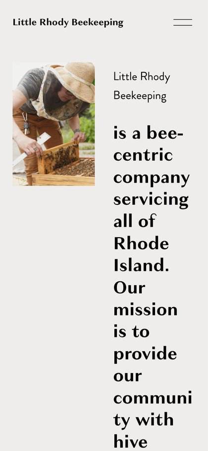 Little Rhody Beekeeping website on mobile