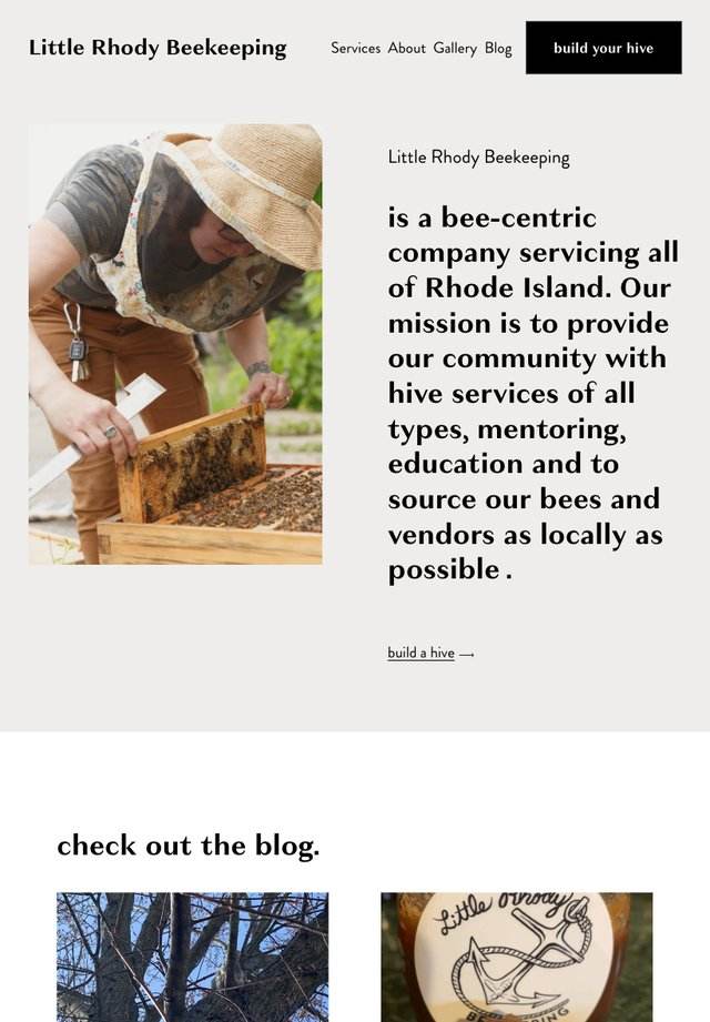 Little Rhody Beekeeping website on tablet