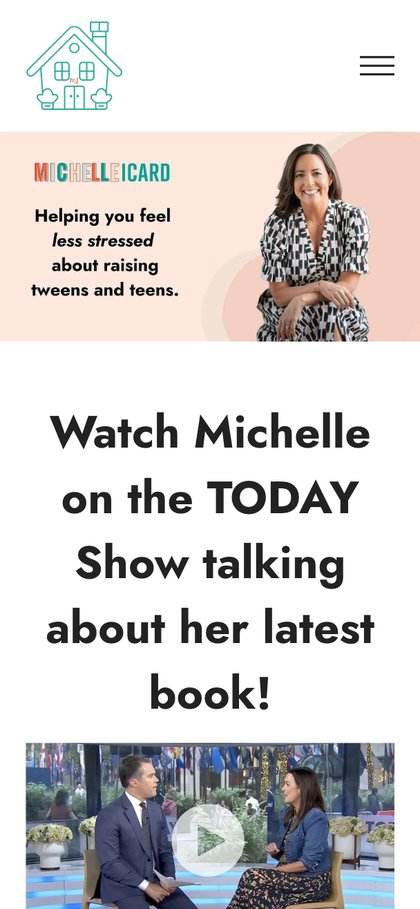 Michelle Icard website on mobile