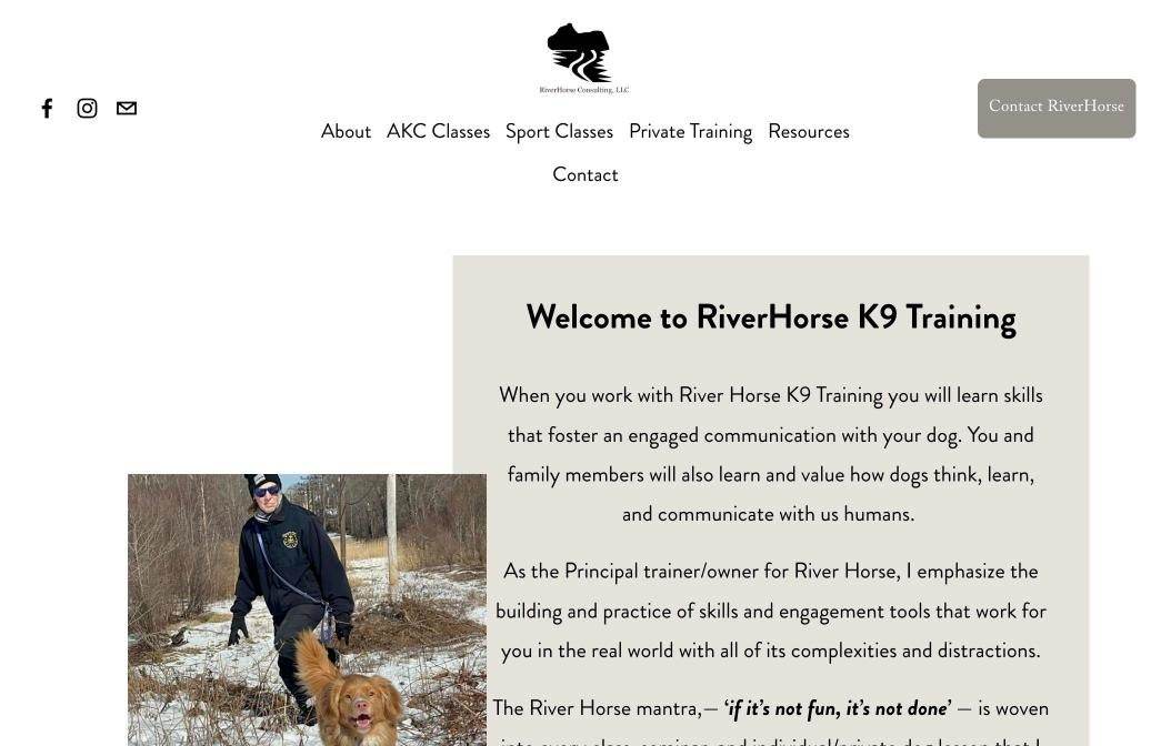 RiverHorse K9 Training website on desktop, designed by Little Lion Creative
