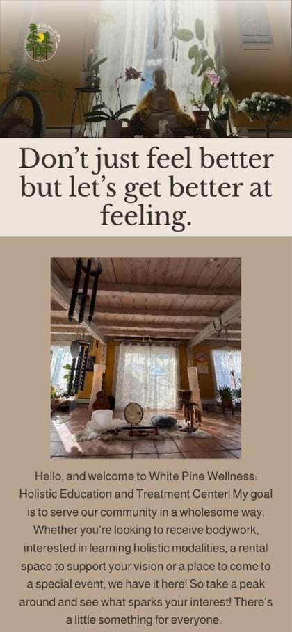 White Pine Wellness website on mobile