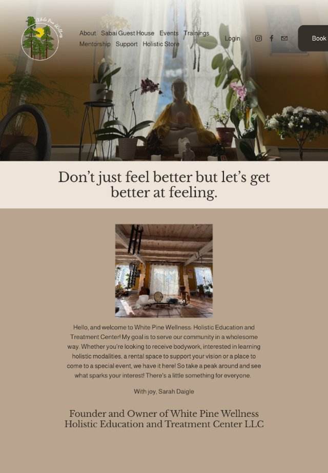 White Pine Wellness website on tablet